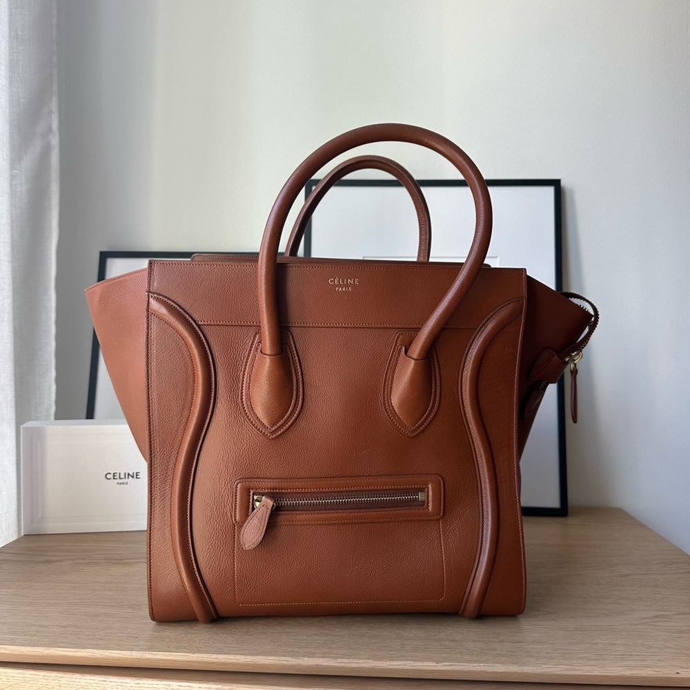 Celine luggage drummed medium- brown